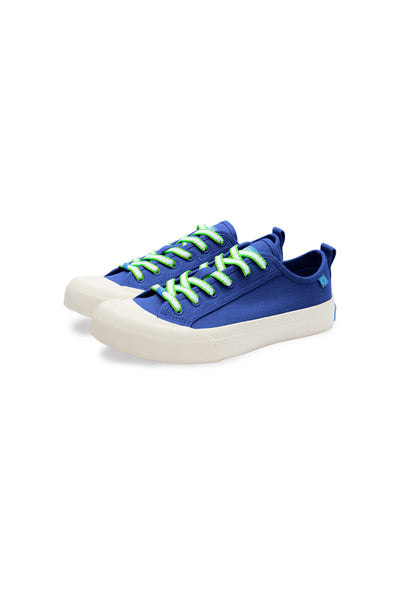 lace:cobalt-neon green two tone flat lace