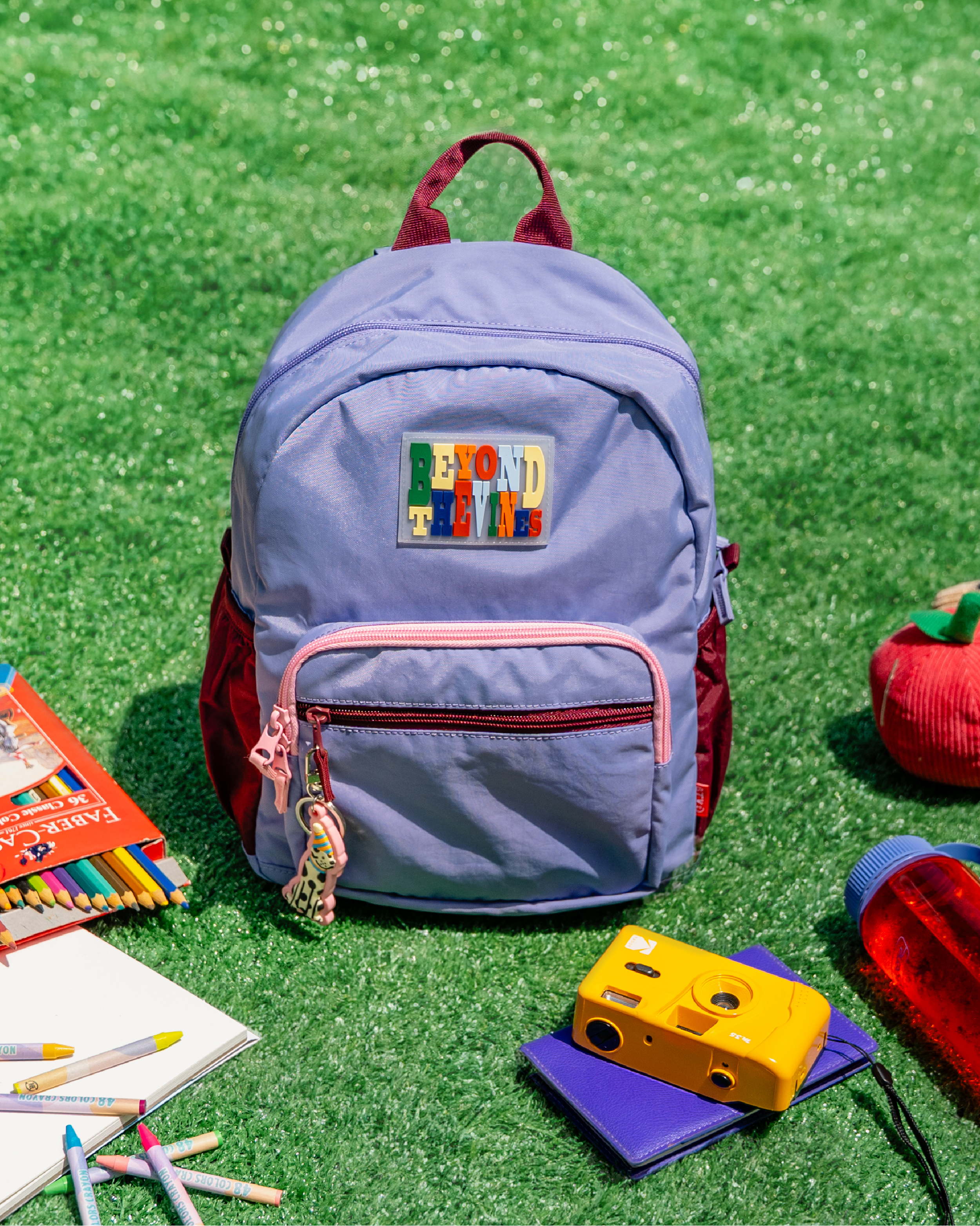 asian kid backpack vine Kids Colourblock clear plastic water bottle and rubber dangle Back To School: Asian Kid